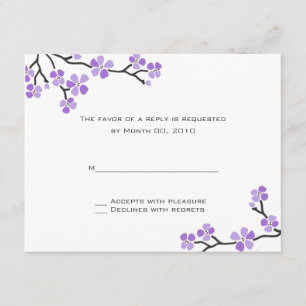 Tarjetas RSVP de Purple Cherry Blossom
