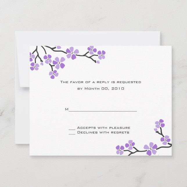 Tarjetas RSVP de Purple Cherry Blossom (Anverso)