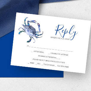 Tarjetas RSVP de Respuesta a Cangrejos Azules de A