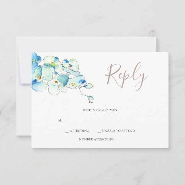 Tarjetas RSVP de Respuesta a Flor Orquídea de Acua (Anverso)