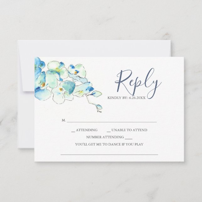Tarjetas RSVP de Respuesta a Flor Orquídea de Acua (Anverso)