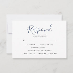 Tarjetas RSVP de respuesta azul costero