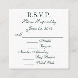Tarjetas RSVP de respuesta blanca y verde de Baylo