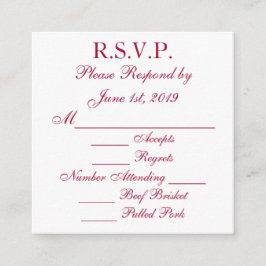 Tarjetas RSVP de respuesta de Crimson y White