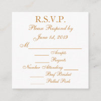 Tarjetas RSVP de respuesta dorada