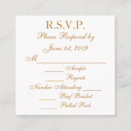 Tarjetas RSVP de respuesta dorada