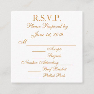 Tarjetas RSVP de respuesta dorada