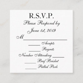 Tarjetas RSVP de respuesta en blanco y negro
