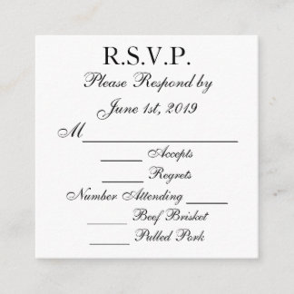 Tarjetas RSVP de respuesta en blanco y negro