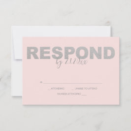 Tarjetas RSVP de respuestas falsas de plata y rosa