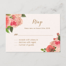 Tarjetas RSVP de Romántico Coral Peonie y Purpurin