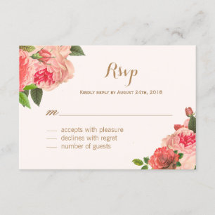 Tarjetas RSVP de Romántico Coral Peonie y Purpurin