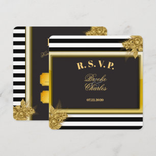 Tarjetas RSVP de Rosas de oro y de matrimonio en r