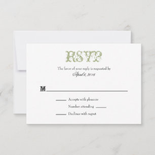 Tarjetas RSVP de Sage Olive Green Plain Simple Wed