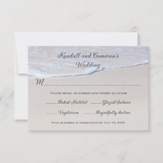 Tarjetas RSVP de Sandy Beach Wedding con menú