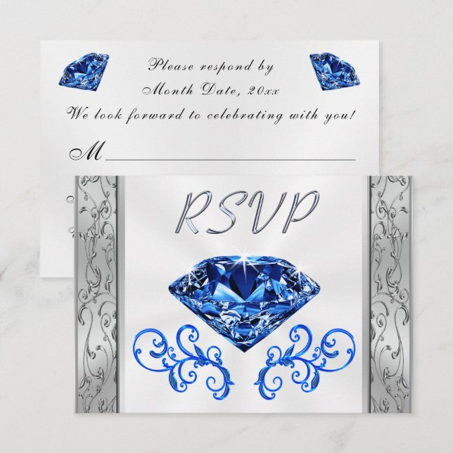 Tarjetas RSVP de Sapphire 65º Aniversario del Boda (Anverso / Reverso)