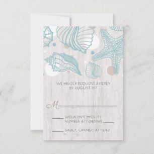Tarjetas RSVP de Seashell Whitewood Beach