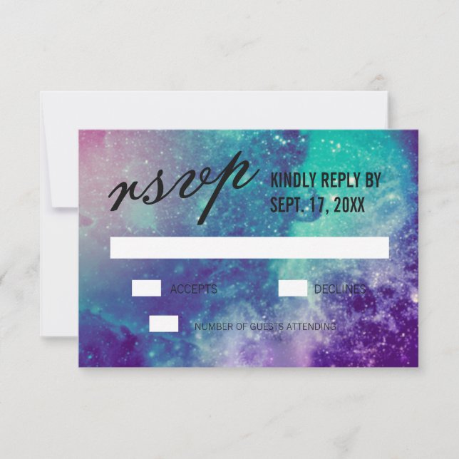 Tarjetas RSVP de Smokey Galaxy Wedding (Anverso)