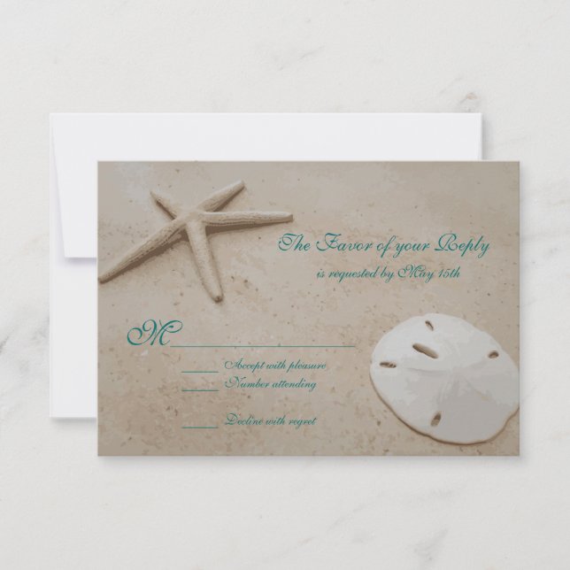 Tarjetas RSVP de Starfish Beach Destination Weddin (Anverso)