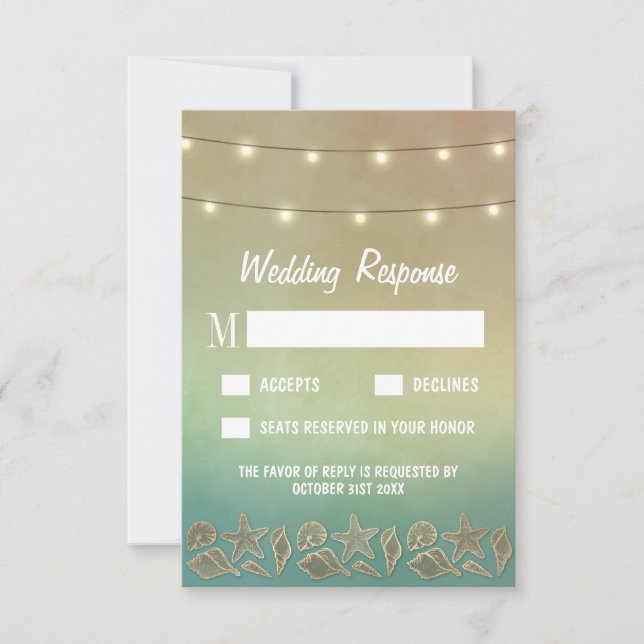 Tarjetas RSVP de Starfish Tropical y Boda Marítima (Anverso)