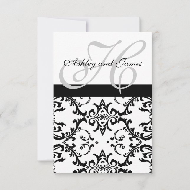 Tarjetas RSVP de Swirl Damask para Square Invita (Anverso)