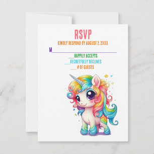 Tarjetas RSVP de unicornio mágico de boda rosada