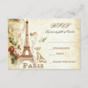 Tarjetas RSVP de vintage de boda - PARIS FRANCE