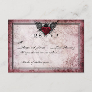 Tarjetas RSVP de Vintage Urban Tattoo WingHeart
