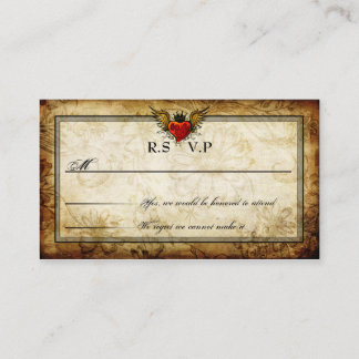 Tarjetas RSVP de Vintage Urban Tattoo WingHeart