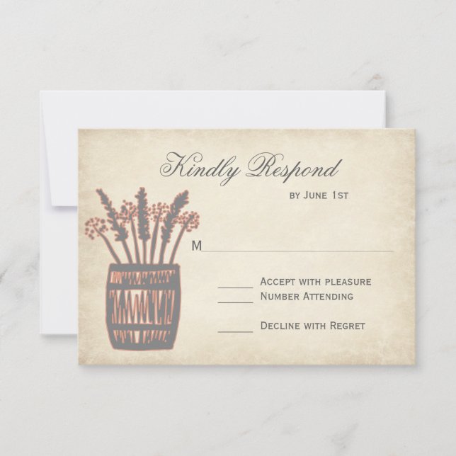 Tarjetas RSVP de Whiskey Barrel of Trieat Rustic W (Anverso)