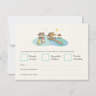 Tarjetas RSVP de Windsurf en Playa de Boda de Dest
