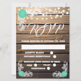 Tarjetas RSVP de Wood Rustic Lace