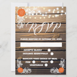 Tarjetas RSVP de Wood Rustic Lace