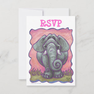 Tarjetas RSVP del Centro de Fiestas para elefantes