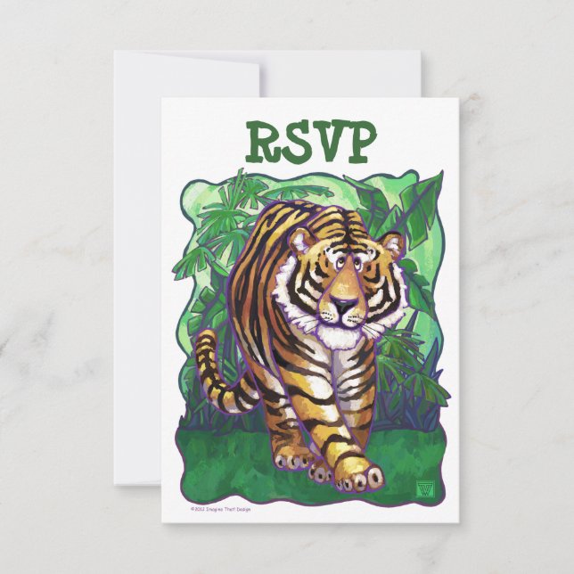 Tarjetas RSVP del Centro del Fiesta de tigres (Anverso)