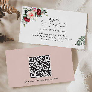 Tarjetas RSVP del código QR del Boda floral de Rub