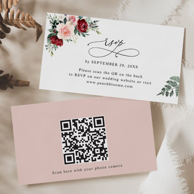 Tarjetas RSVP del código QR del Boda floral de Rub (Subido por el creador)