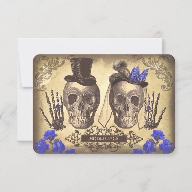 Tarjetas RSVP del Día de la Boda Muerta (Anverso)