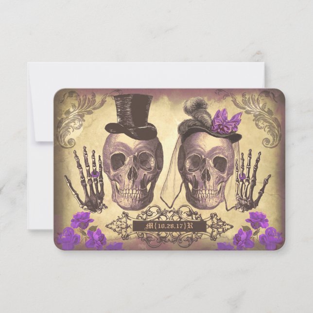 Tarjetas RSVP del Día de la Boda Muerta (Anverso)
