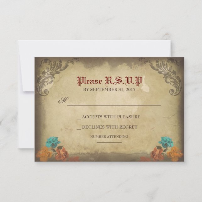 Tarjetas RSVP del Día de la Boda Muerta (Anverso)