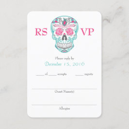Tarjetas RSVP del Día de la Calavera Azúcar Muerta