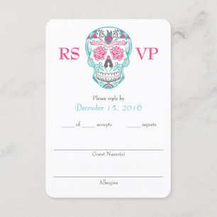 Tarjetas RSVP del Día de la Calavera Azúcar Muerta