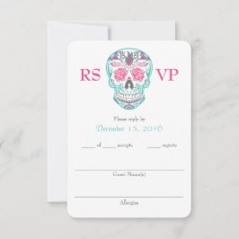 Tarjetas RSVP del Día de la Calavera Azúcar Muerta