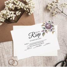 Tarjetas RSVP del Diseñador de Rosas de color púrp