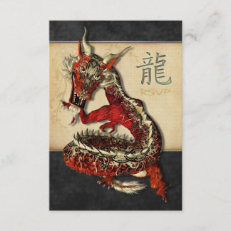 Tarjetas RSVP del Dragón Rojo Chino