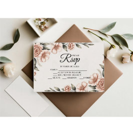 Tarjetas RSVP del Elegante Diseñador de Flores Ros