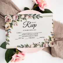 Tarjetas RSVP del elegante diseñador floral rosa