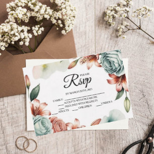 Tarjetas RSVP del moderno diseñador de Rosas azule