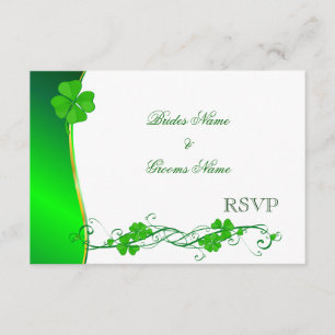 Tarjetas RSVP del patrón de Shamrock Lucky Green