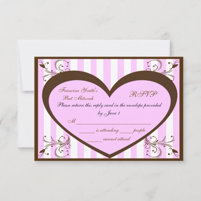 Tarjetas RSVP del personalizado Bat Mitzvah (Anverso)
